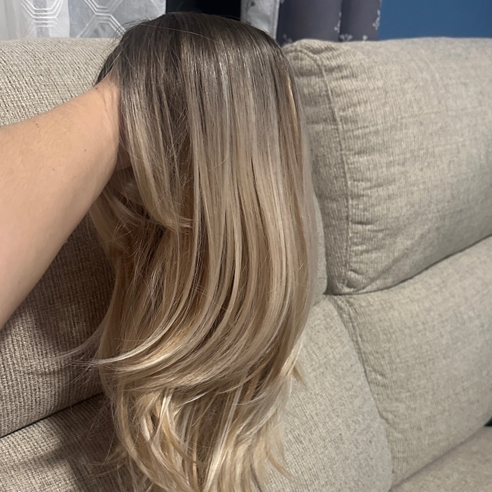 Blended Ash Brown to Blonde Ombre Women's Wig - Natural-Look Blonde